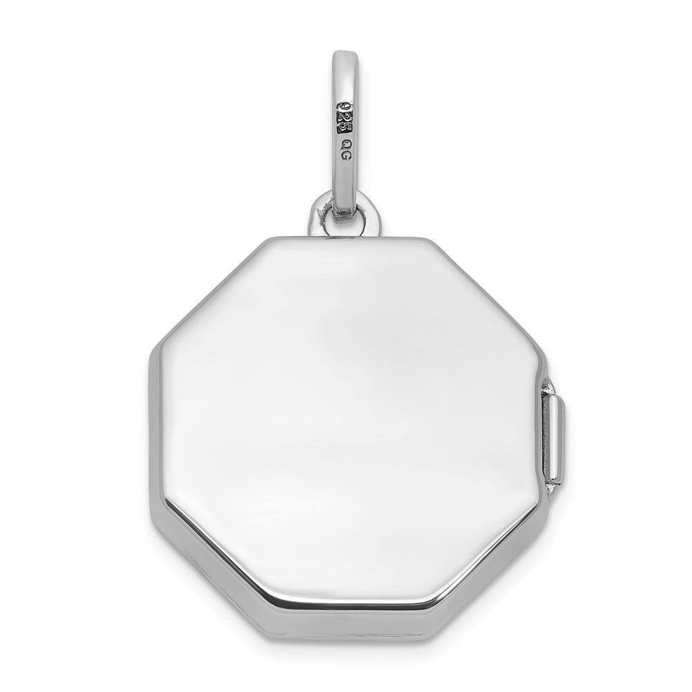 Sterling Silver Rhodium-plated Reversible 18mm Octagon Shaped Locket QLS1252