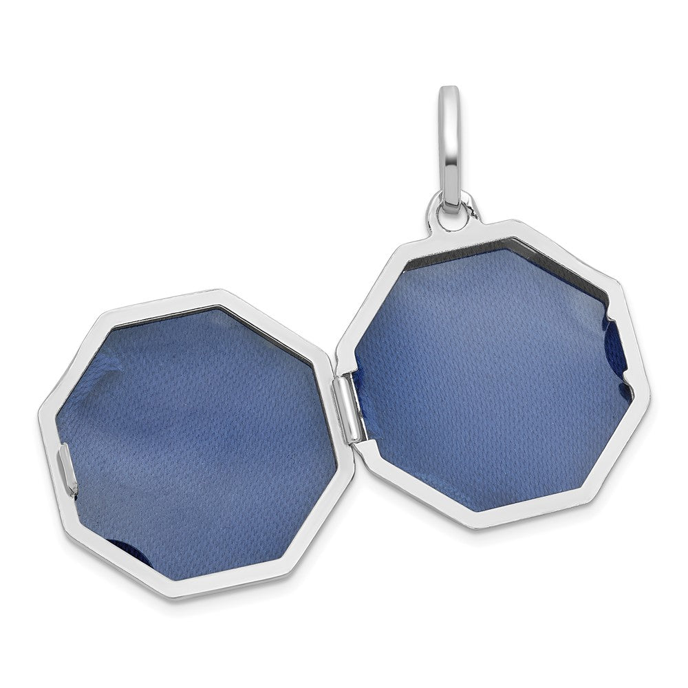 Sterling Silver Rhodium-plated Reversible 18mm Octagon Shaped Locket QLS1252
