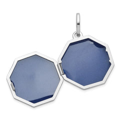 Sterling Silver Rhodium-plated Half Point Diamond with Star 18mm Octagon Shaped Locket QLS1253