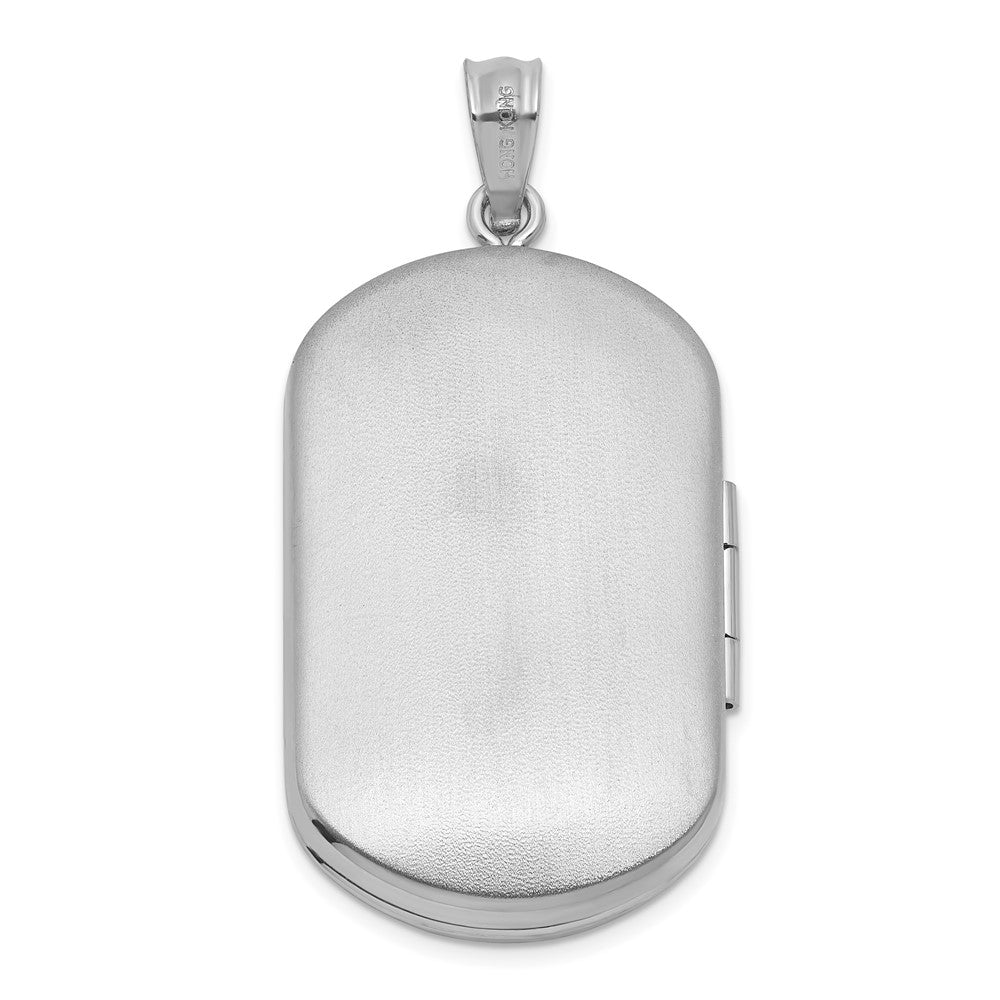 Sterling Silver Rhodium-plated Polished Front/Brushed Back Fleur De Lis 20mm Rectangle Locket QLS1254