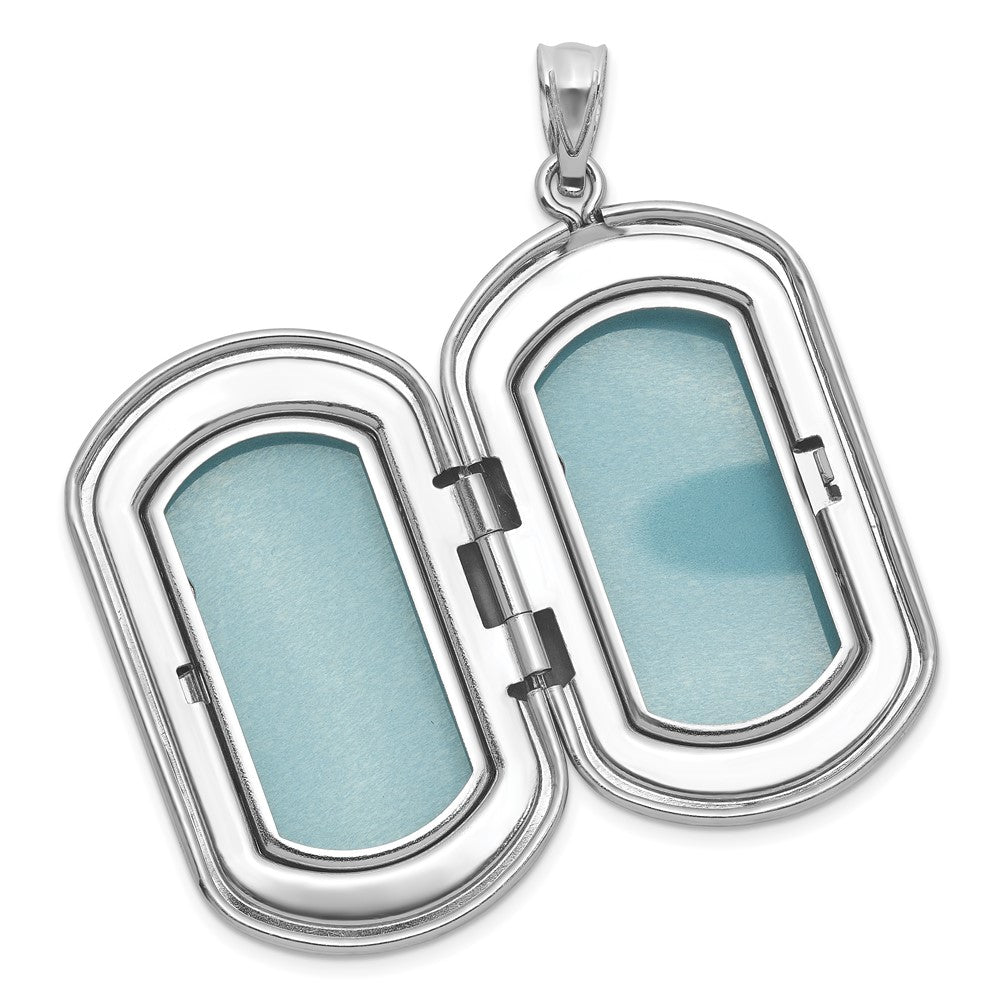 Sterling Silver Rhodium-plated Polished Front/Brushed Back Fleur De Lis 20mm Rectangle Locket QLS1254