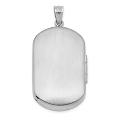 Sterling Silver Rhodium-plated Polished Front/Brushed Back Two Hearts 20mm Rectangle Locket QLS1255