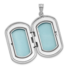 Sterling Silver Rhodium-plated Polished Front/Brushed Back Two Hearts 20mm Rectangle Locket QLS1255