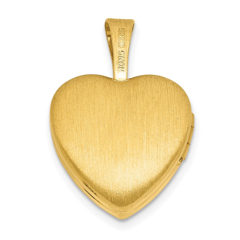 Sterling Silver Gold-plated Polished Front/Brushed Back Stars 12mm Heart Locket QLS1258GP