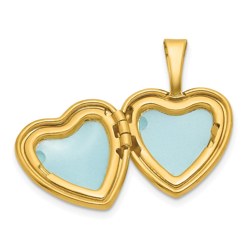 Sterling Silver Gold-plated Polished Front/Brushed Back Stars 12mm Heart Locket QLS1258GP