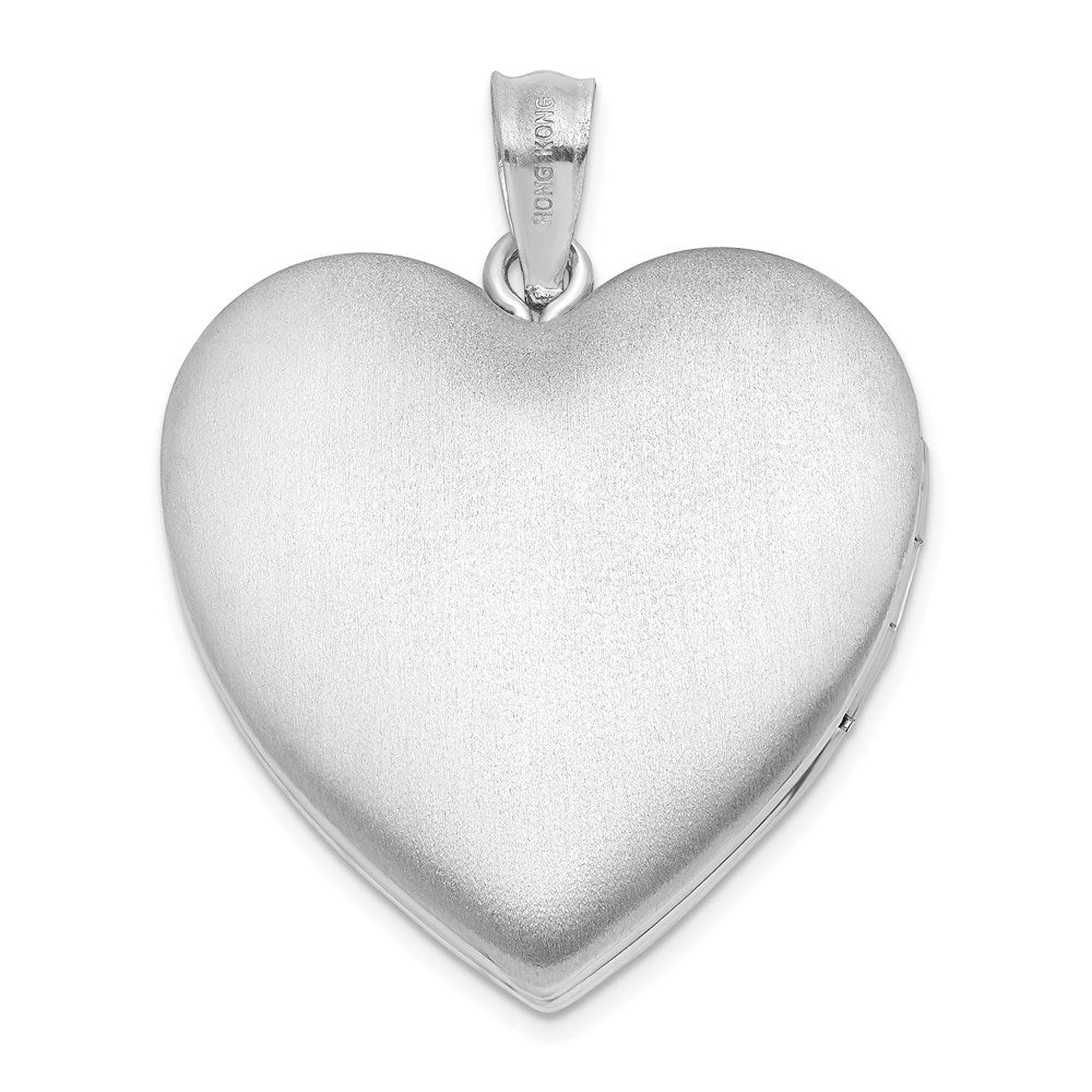 Sterling Silver Rhodium-plated 24mm Plain Heart Locket QLS303