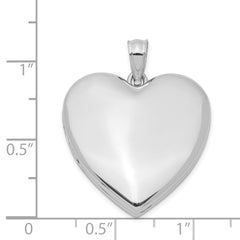 Sterling Silver Rhodium-plated 24mm Plain Heart Locket QLS303