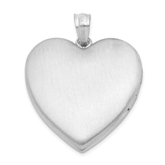 Sterling Silver Rhodium-plated 24mm Enameled Rose Heart Locket QLS305