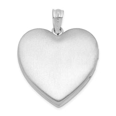 Sterling Silver Rhodium-plated 24mm Enameled Rose with Border Heart Locket QLS309