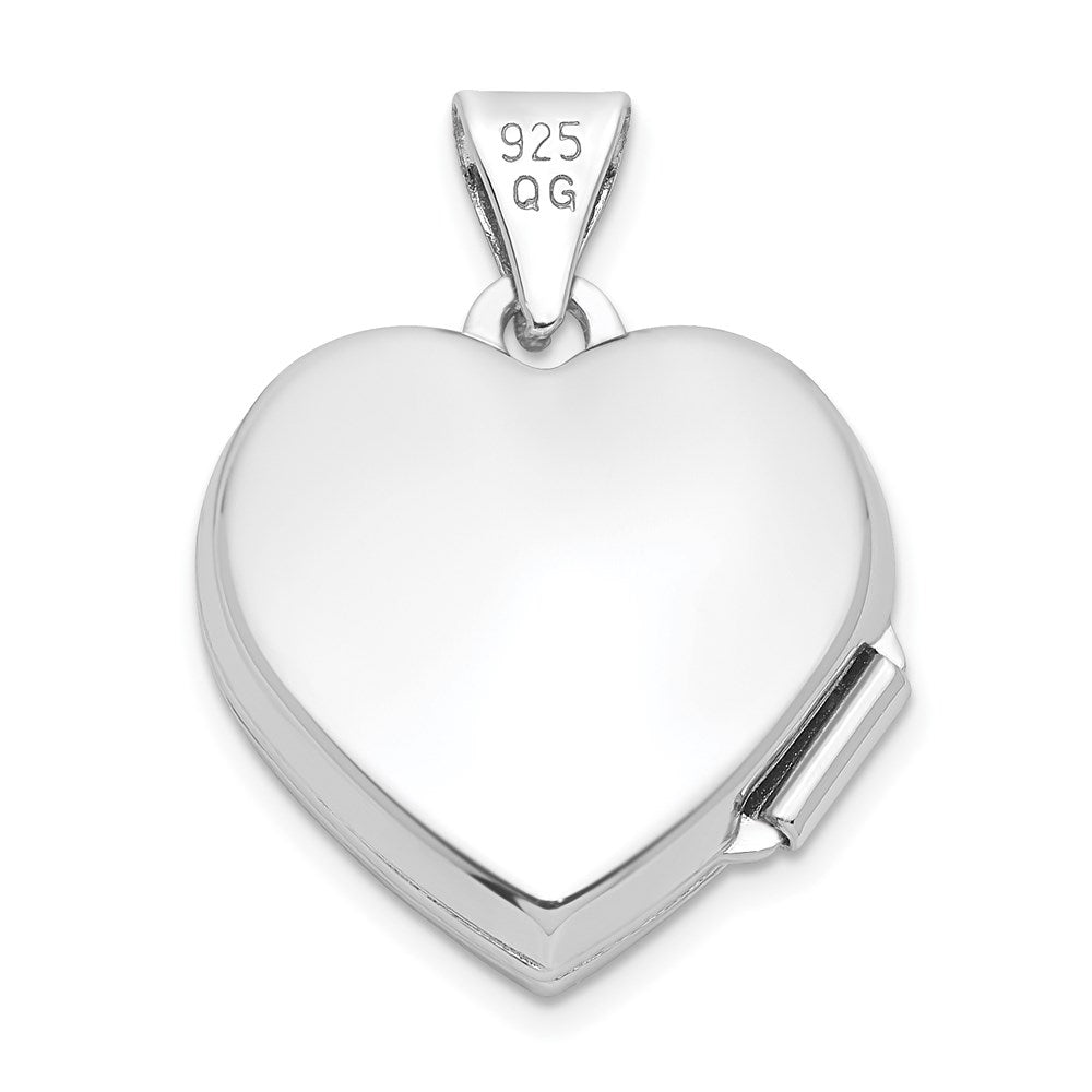 Sterling Silver Rhodium-plated Scroll Border Heart Locket QLS31