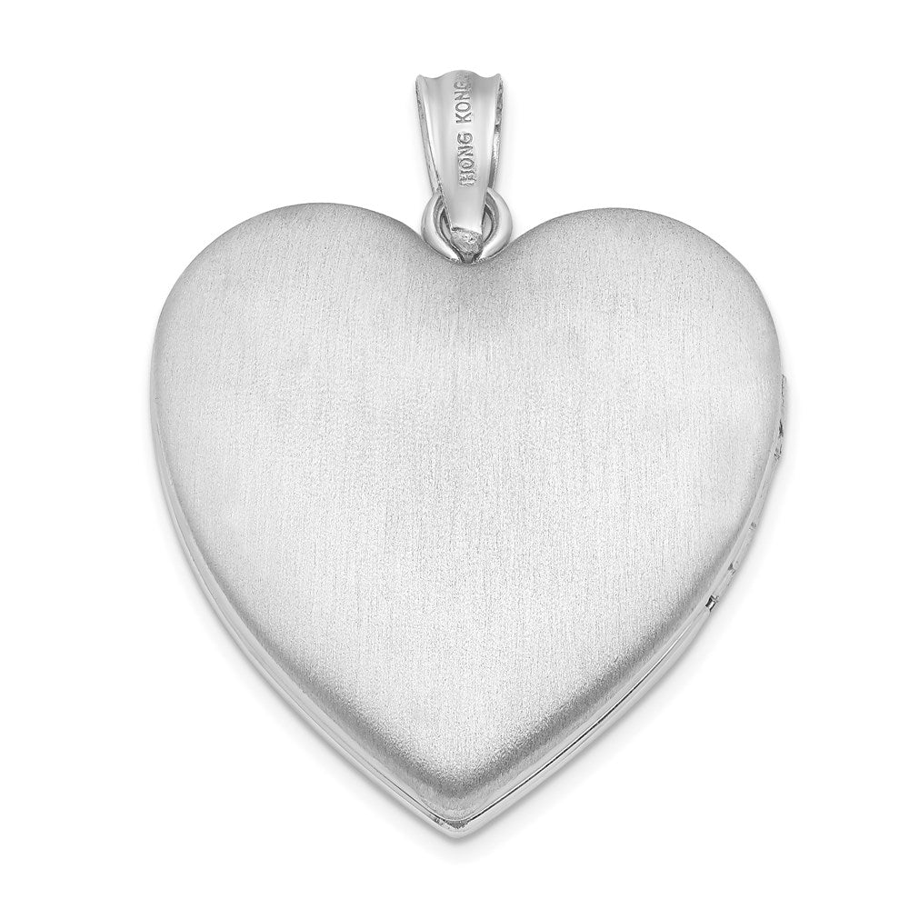 Sterling Silver Rhodium-plated 24mm D/C Cross Heart Locket QLS387