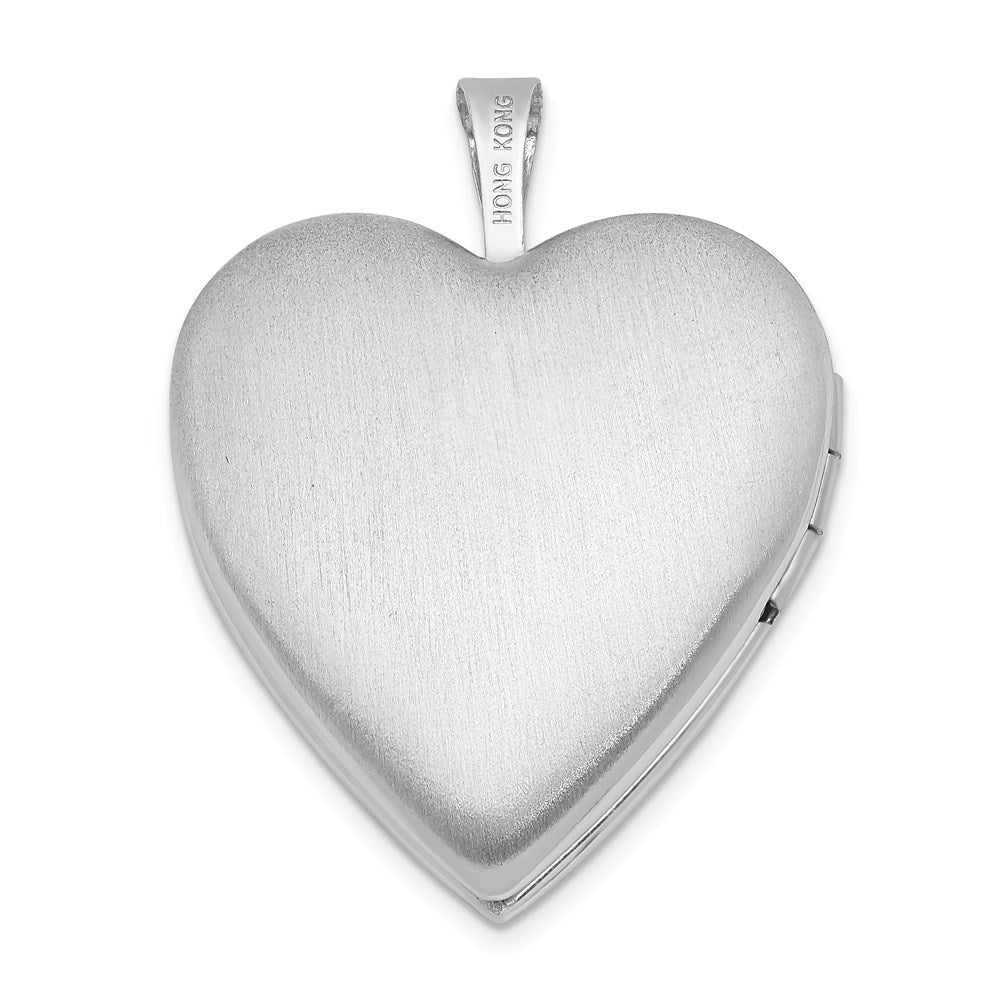 Sterling Silver Rhodium-plated 20mm Polished Front/Satin Back Heart Locket QLS396