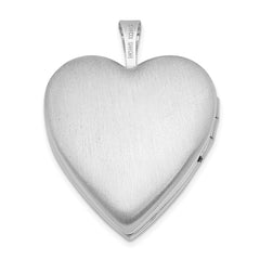 Sterling Silver Rhodium-plated 20mm Polished Front/Satin Back Heart Locket QLS396