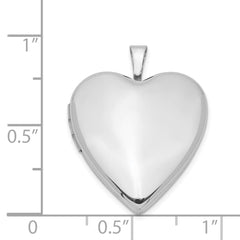 Sterling Silver Rhodium-plated 20mm Polished Front/Satin Back Heart Locket QLS396