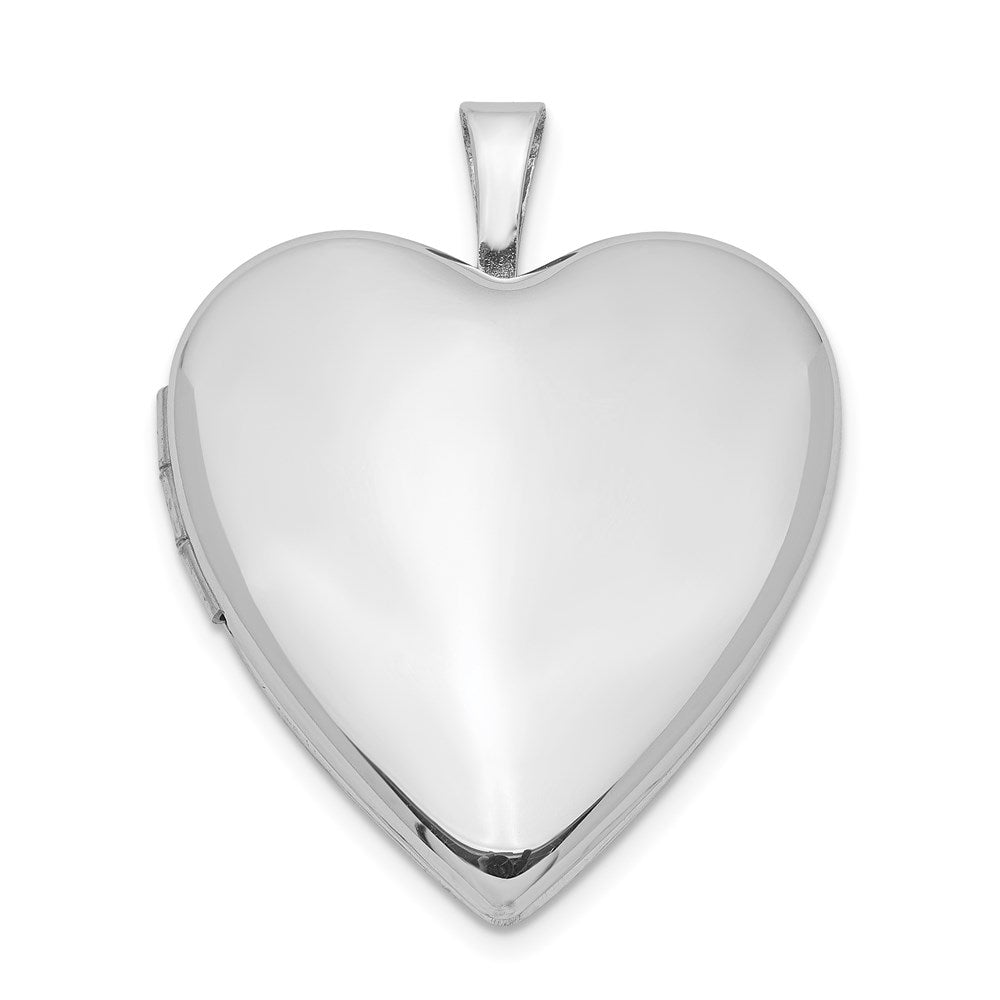 Sterling Silver Rhodium-plated 20mm Polished Front/Satin Back Heart Locket QLS396