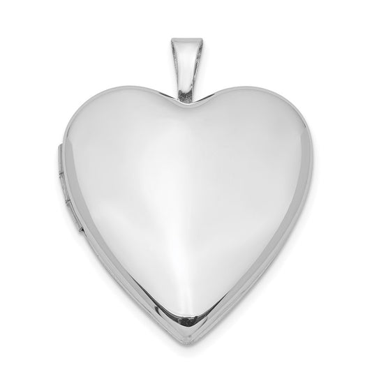 Sterling Silver Rhodium-plated 20mm Polished Front/Satin Back Heart Locket QLS396