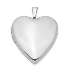 Sterling Silver Rhodium-plated 20mm Polished Front/Satin Back Heart Locket QLS396