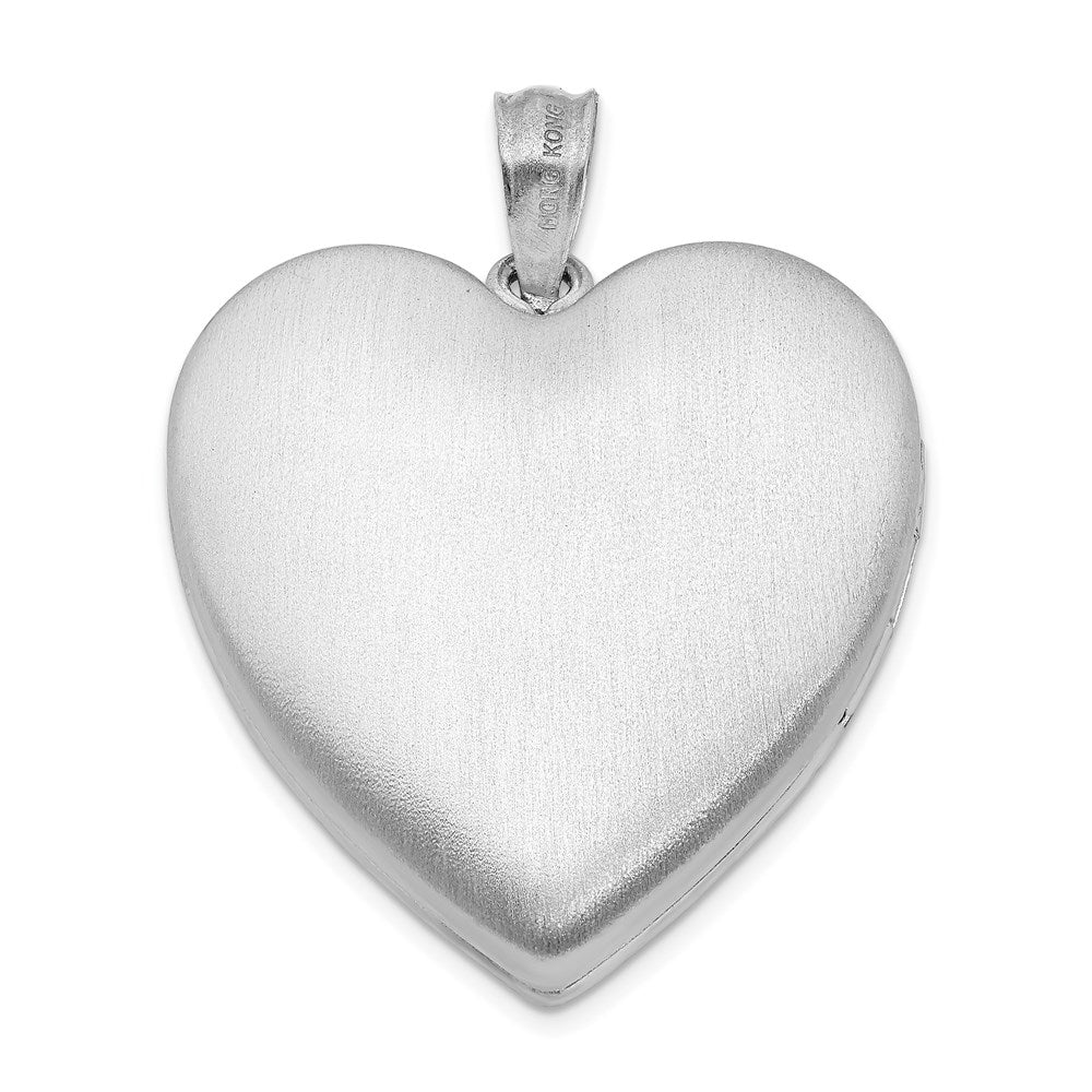 Sterling Silver Rhodium-plated 24mm D/C Heart Locket QLS398