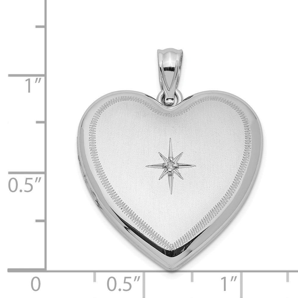 Sterling Silver Rhodium-plated & Diamond 24mm D/C Heart Locket QLS400