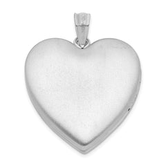 Sterling Silver Rhodium-plated 24mm Satin Enameled & D/C Rose Locket QLS415