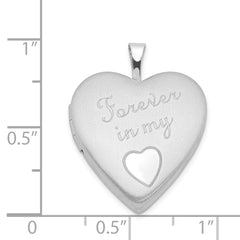 Sterling Silver Rhod-plated Polished/Satin 20mm Forever in my Heart Locket QLS421
