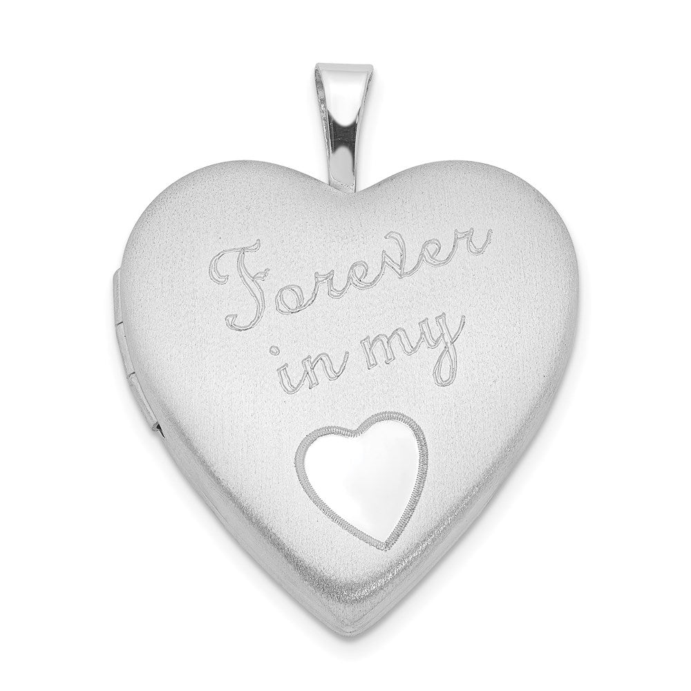 Sterling Silver Rhod-plated Polished/Satin 20mm Forever in my Heart Locket QLS421