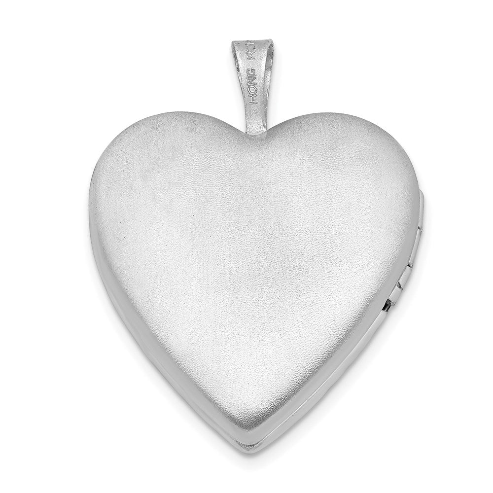 Sterling Silver Rhodium-plated 20mm D/C Heart Locket QLS427
