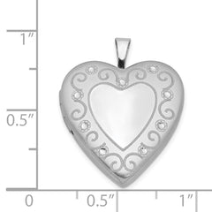 Sterling Silver Rhodium-plated 20mm D/C Heart Locket QLS427