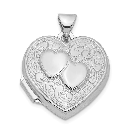 Sterling Silver Rhodium-plated Heart Locket QLS42