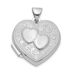 Sterling Silver Rhodium-plated Heart Locket QLS42