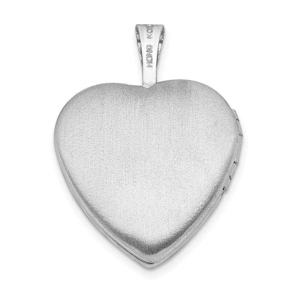 Sterling Silver Rhodium-plated Polished Diamond Star 16mm Heart Locket QLS433