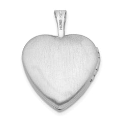 Sterling Silver Rhod-plated Polished/Satin Diamond 16mm D/C Heart Locket QLS437