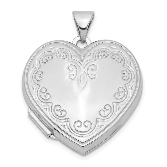 Sterling Silver Rhodium-plated Heart Locket QLS43