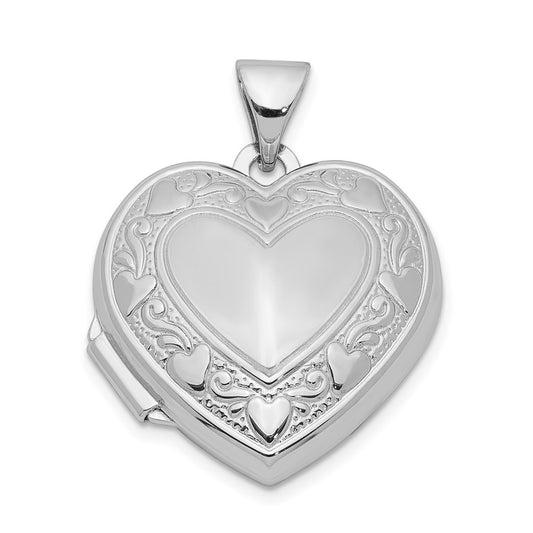 Sterling Silver Rhodium-plated Heart Locket QLS45