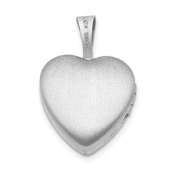 Sterling Silver Rhodium-plated & Diamond Star Polished 12mm Heart Locket QLS476