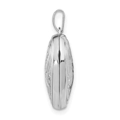 Sterling Silver Rhodium-plated Scrolled Reversible Heart Locket QLS48