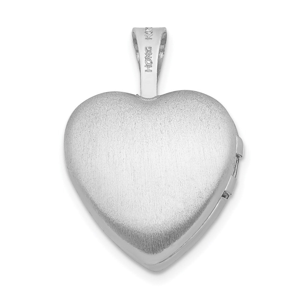 Sterling Silver Rhodium-plated Butterflies 12mm Heart Locket QLS480