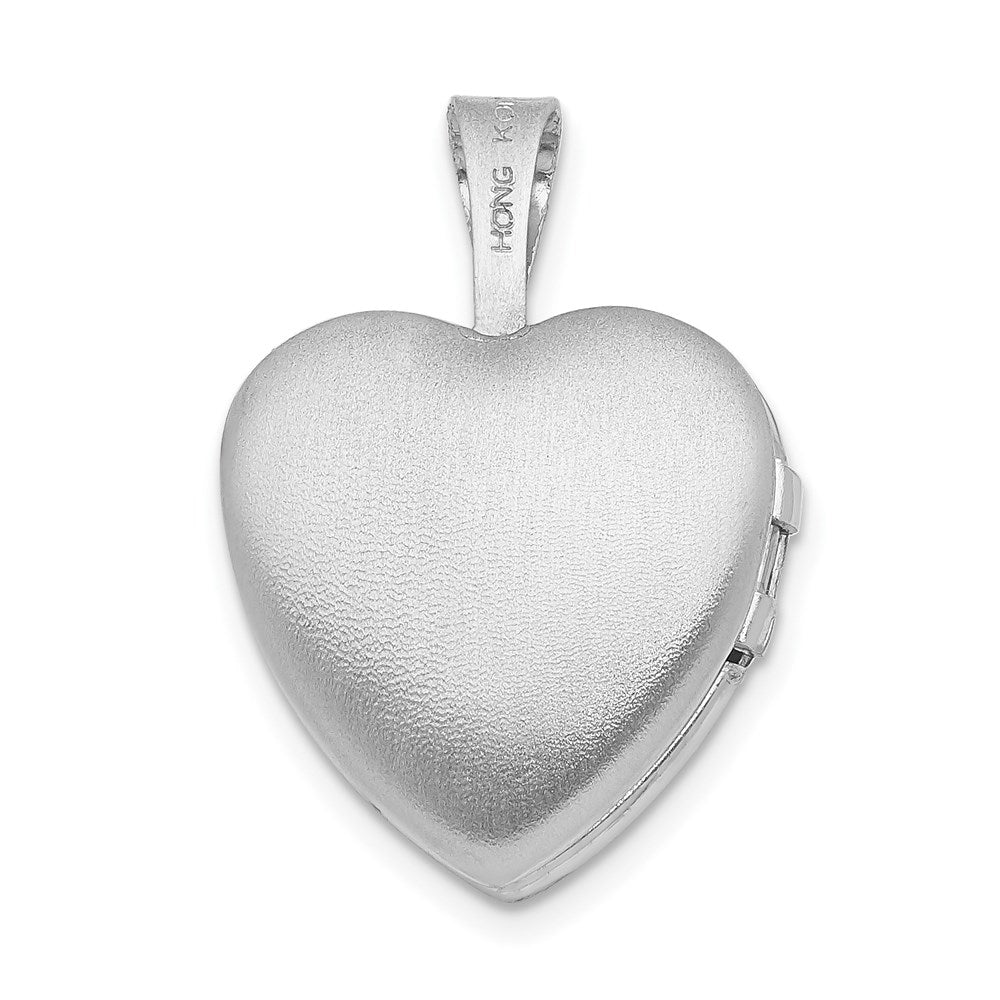 Sterling Silver Rhodium-plated Polished Diamond Star 12mm Heart Locket QLS483