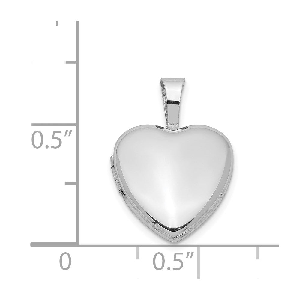 Sterling Silver Rhodium-plated Polished 12mm Heart Locket QLS484