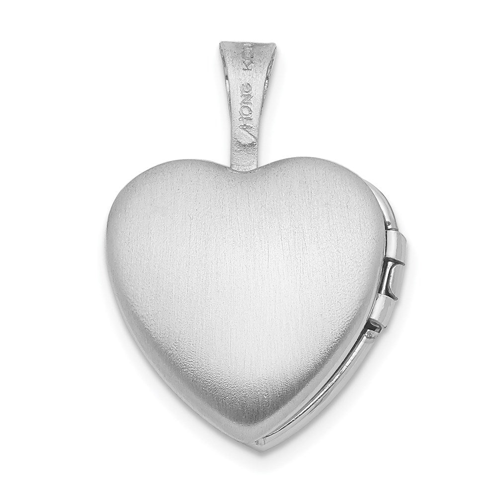Sterling Silver Rhodium-plated Floral Heart Wings 12mm Heart Locket QLS488