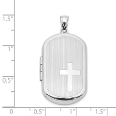 Sterling Silver Rhodium-plated Cross Rectangular Locket QLS561
