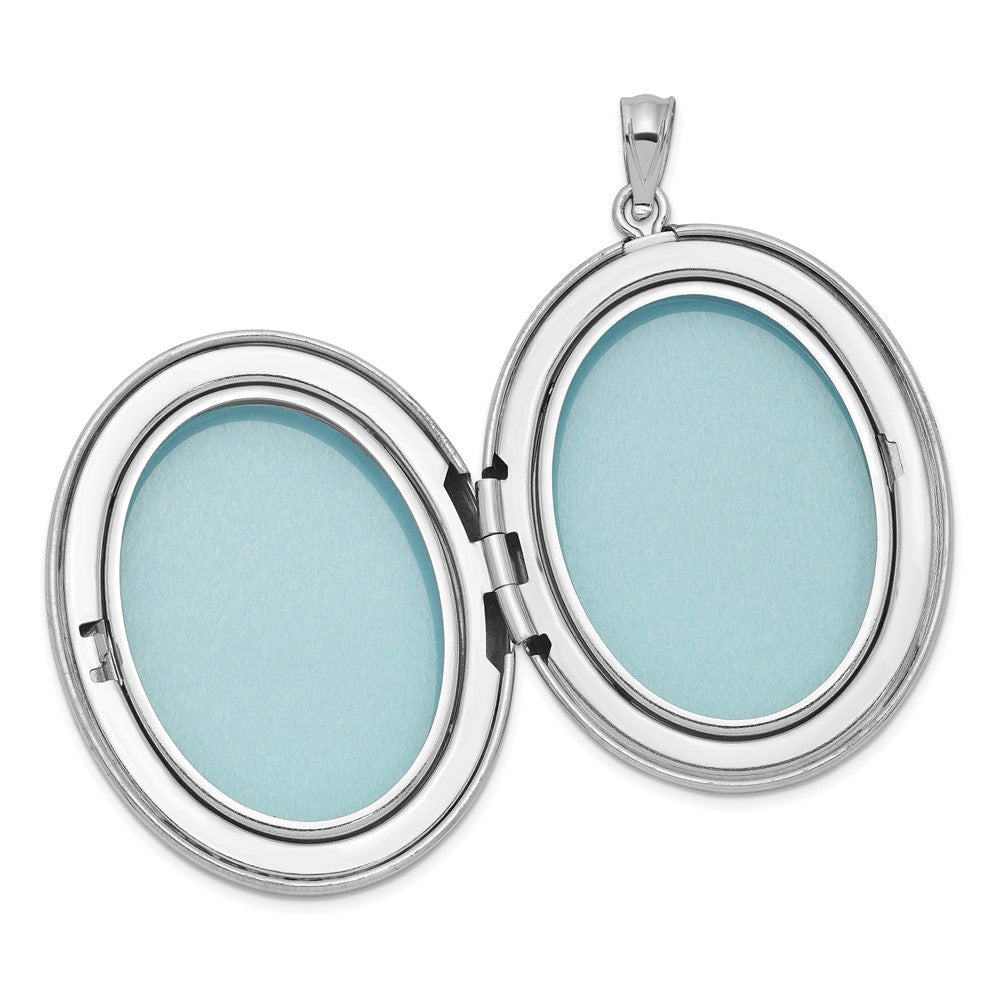 Sterling Silver Rhodium-plated & Diamond Footprints 34mm Oval Locket QLS569