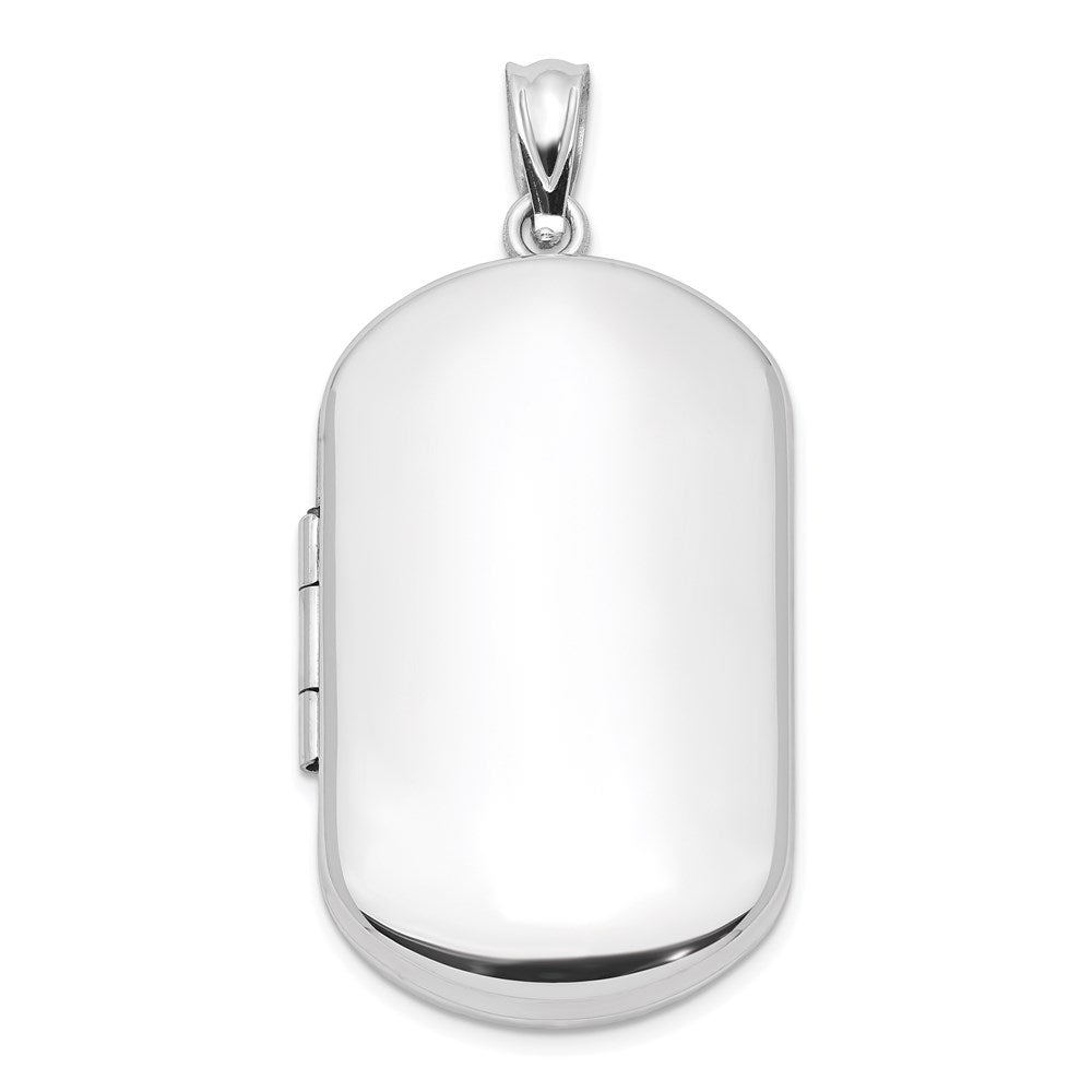 Sterling Silver Rhodium-plated Polished Rectangular Locket QLS573