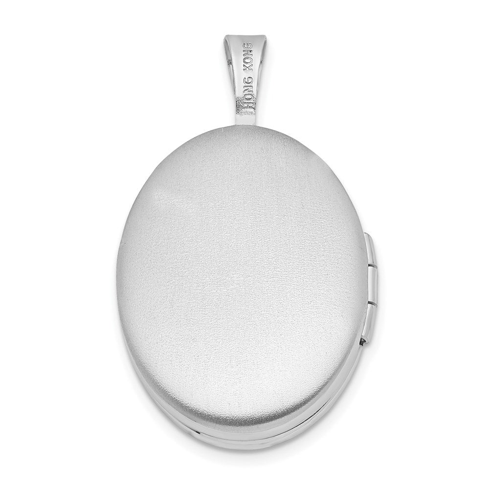 Sterling Silver Rhodium-plated 20mm Polished Oval Locket QLS576
