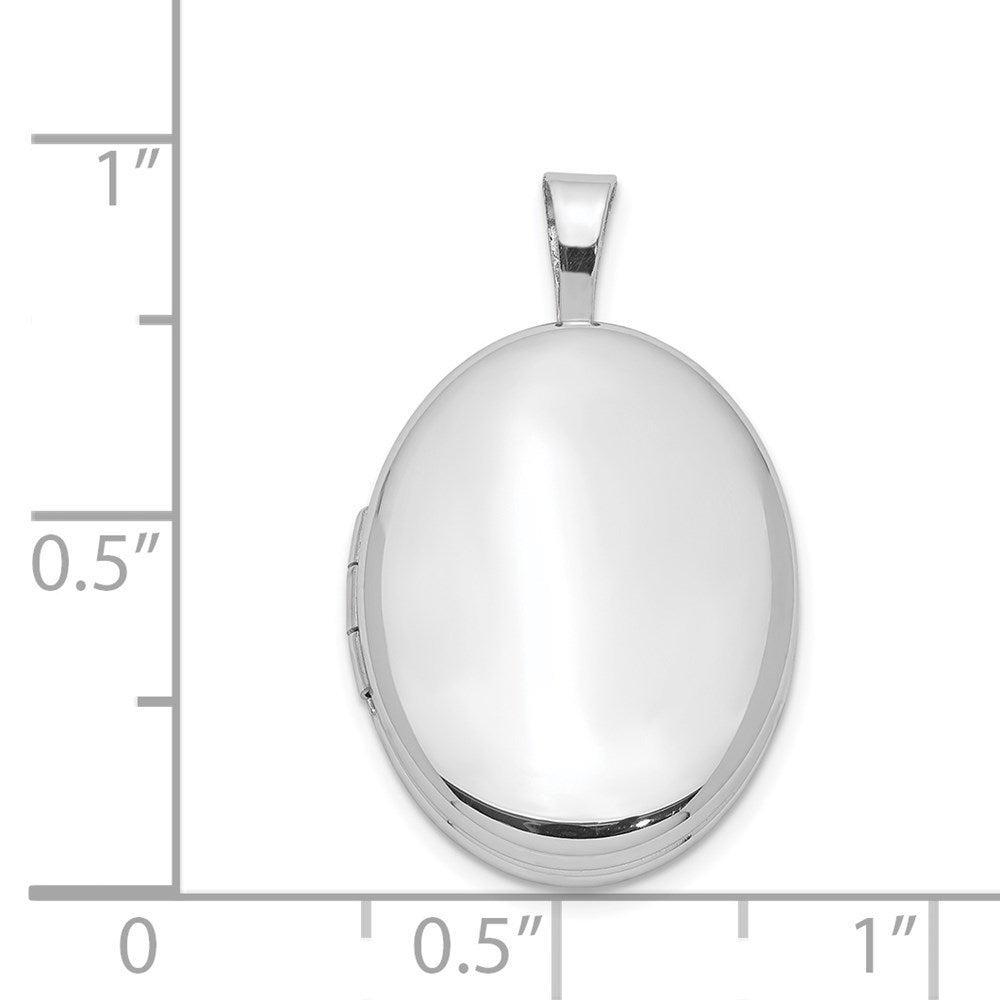 Sterling Silver Rhodium-plated 20mm Polished Oval Locket QLS576