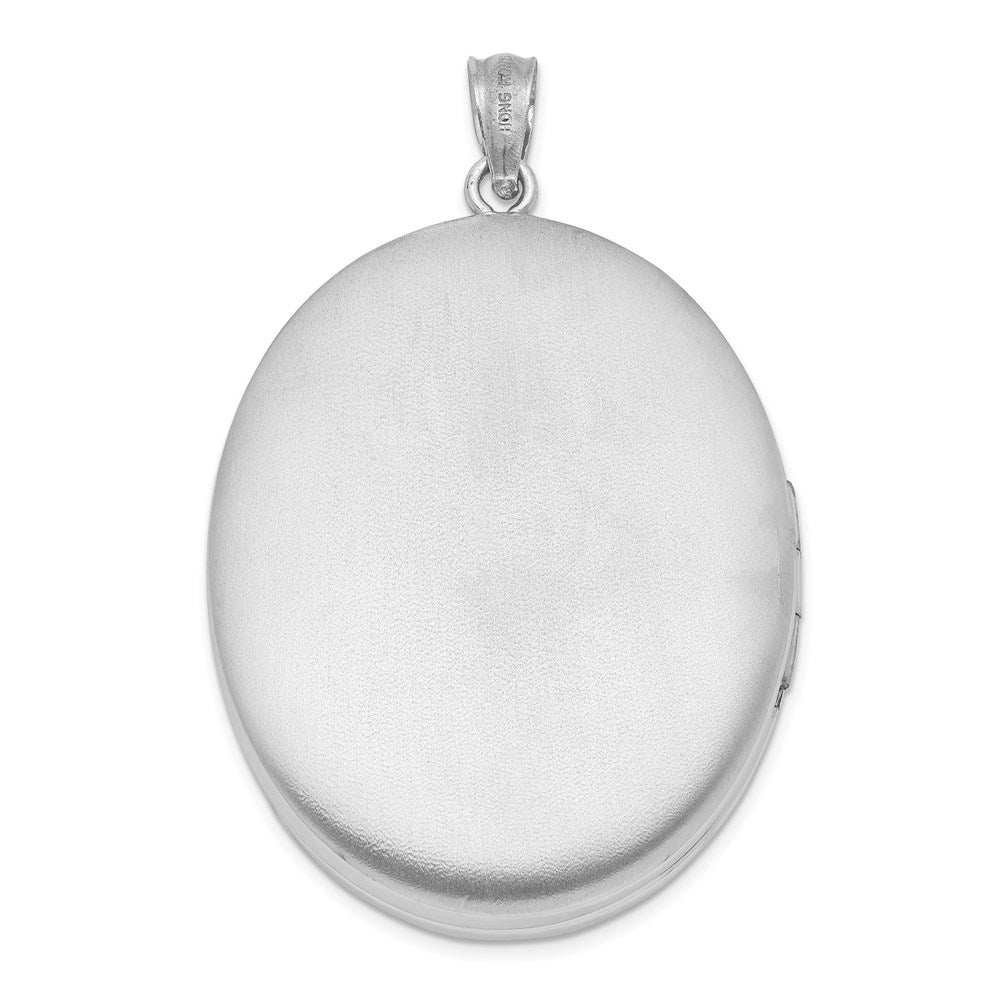 Sterling Silver Rhodium-plated & Diamond Polished 34mm Oval Locket QLS580