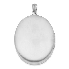 Sterling Silver Rhodium-plated & Diamond Polished 34mm Oval Locket QLS580