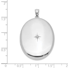 Sterling Silver Rhodium-plated & Diamond Polished 34mm Oval Locket QLS580