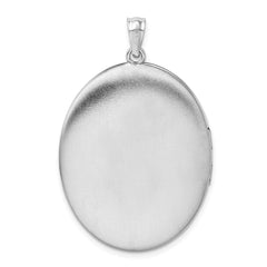 Sterling Silver Rhodium-plated W/ Side Swirls 34mm Oval Locket QLS583