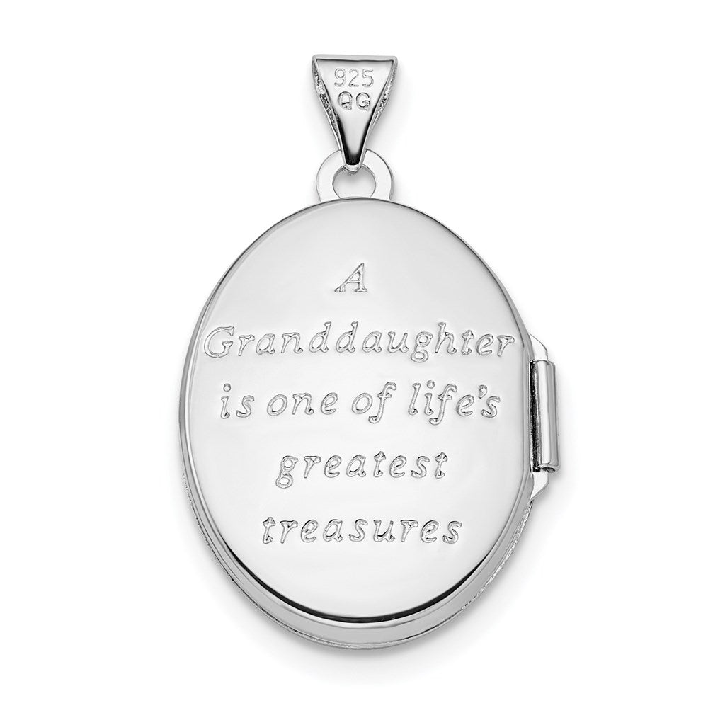 Sterling Silver Rhod-plated & Gold-plated Floral Granddaughter Oval Locket QLS596